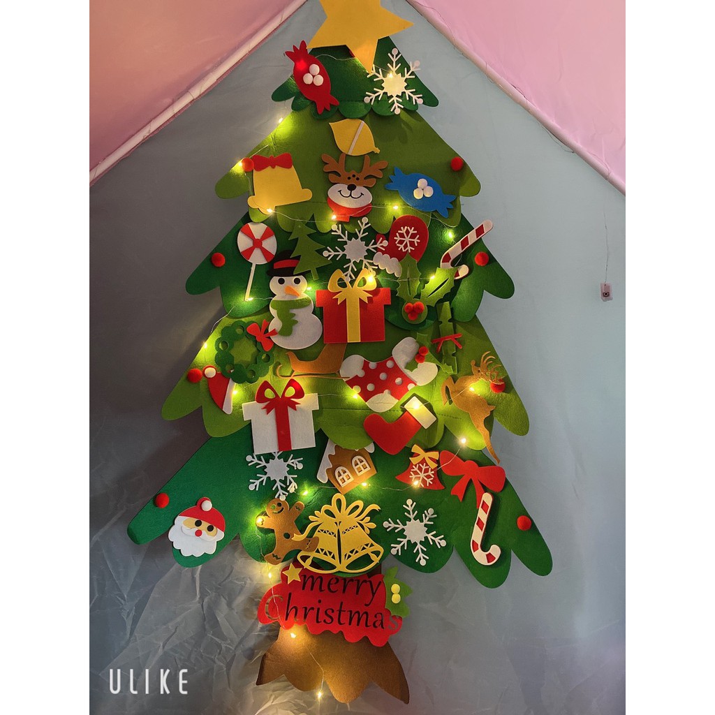 Cây Thông Noel Vải Nỉ Cây Thông Noel 42 Chi Tiết Loại 1 (Tặng Đèn Nháy 110x70cm)