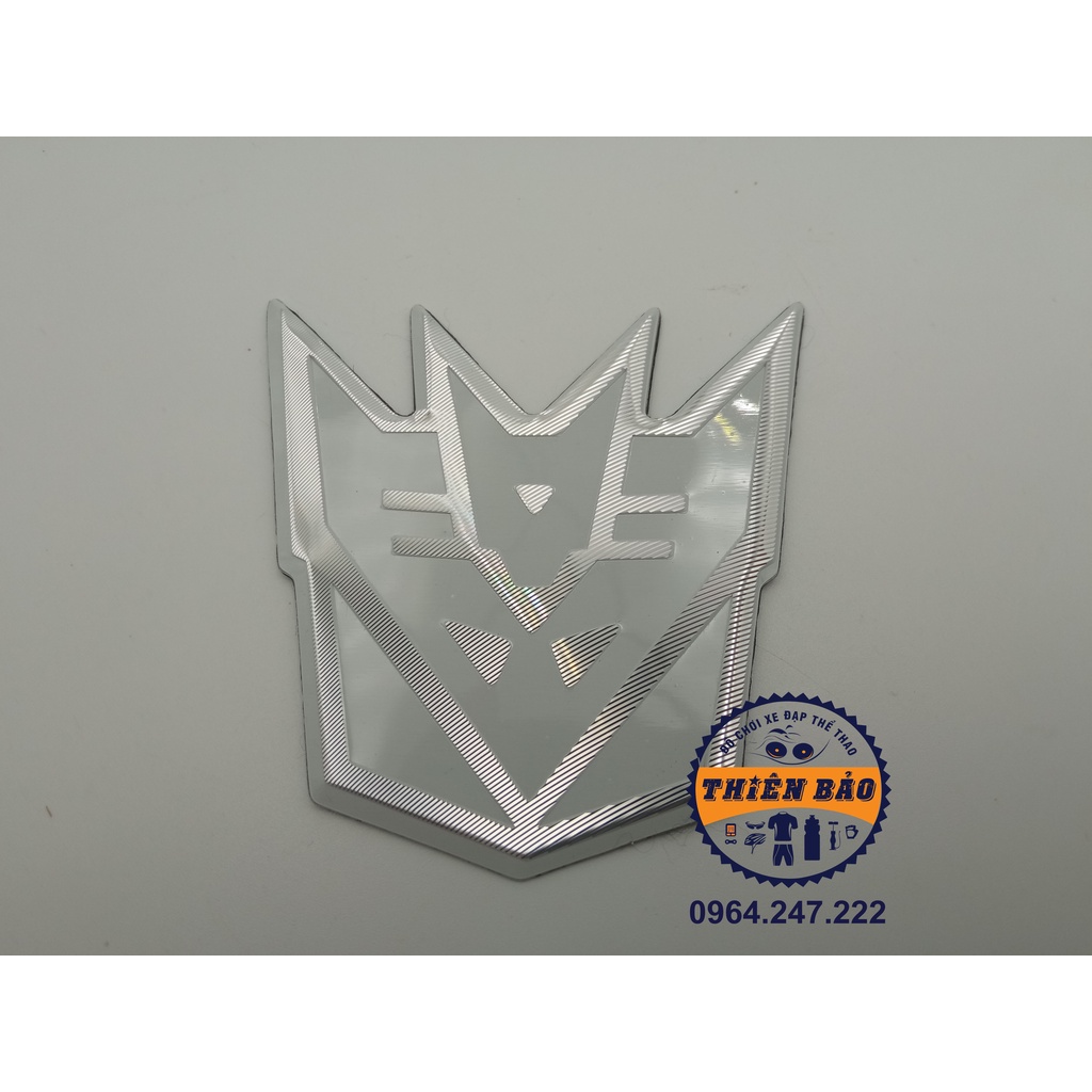 Decal nhôm dán xe Trans Des, tem nhôm dán xe Transformer Destroy, logo nhôm dán xe size bé Trắng #24