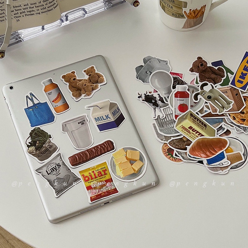 Bộ 50 Miếng Dán ipad Điện Thoại/ Sổ Tay Phong Cách retro Dễ Thương diy
