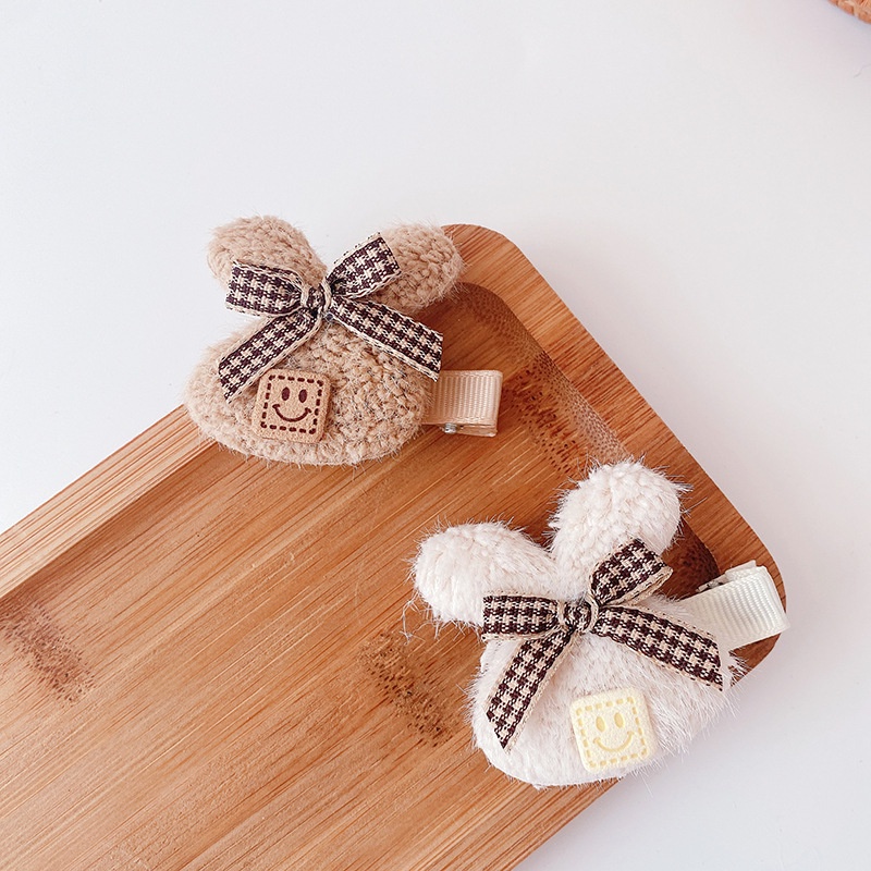 Kẹp Tóc Hình Thỏ Xinh Xắn, Lông Cừu Vintage Dành Cho Bé Gái MS10