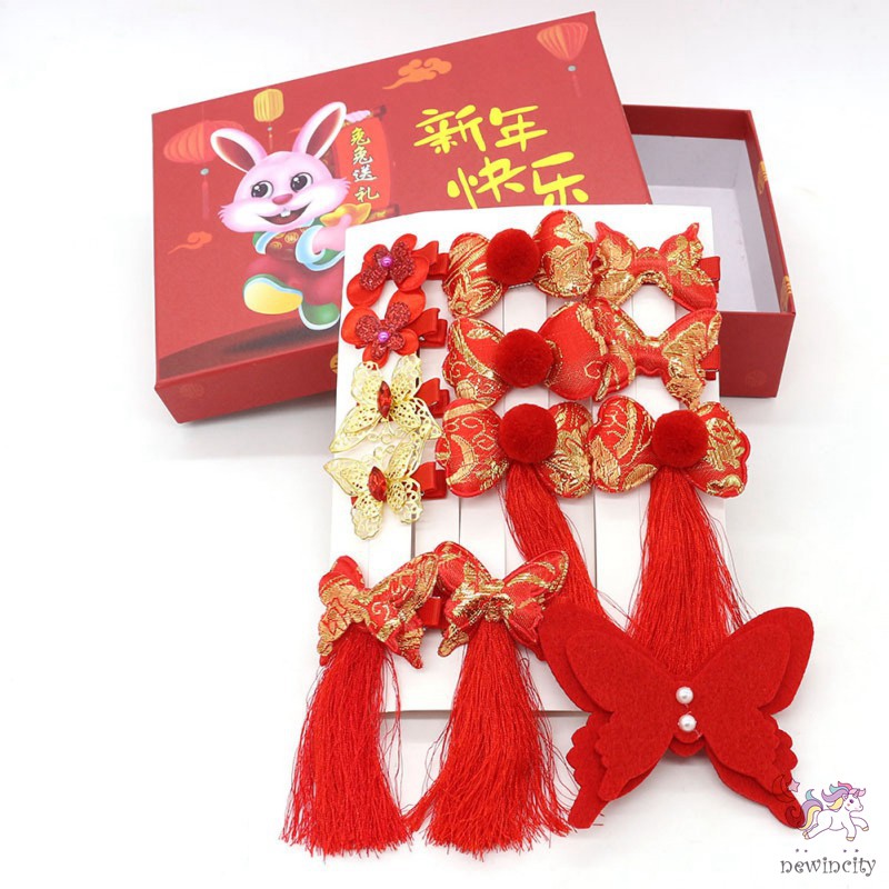 Set 13 Kẹp Tóc Tua Rua Phong Cách Retro Cho Bé Gái