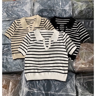 [Ảnh thật] ÁO POLO CROPTOP CỔ V LEN