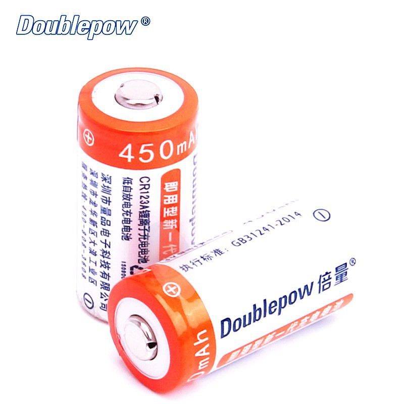 [RẺ VÔ ĐỊCH] Bộ 2 Pin sạc CR123A Doublepow 450mAh