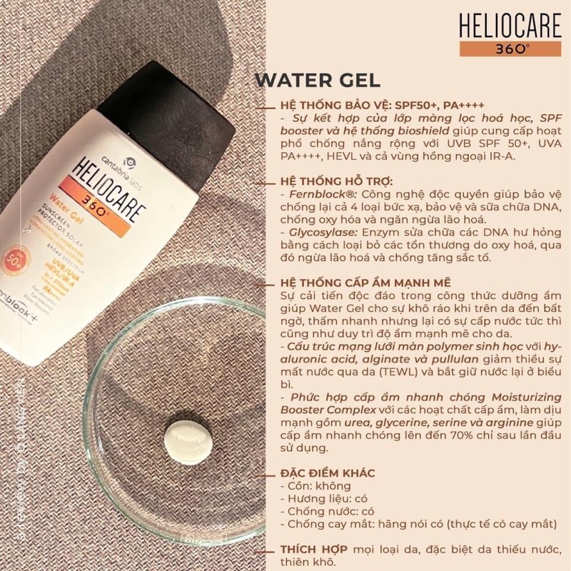 Gel chống nắng Helio_care 360 Water Gel SPF 50ml