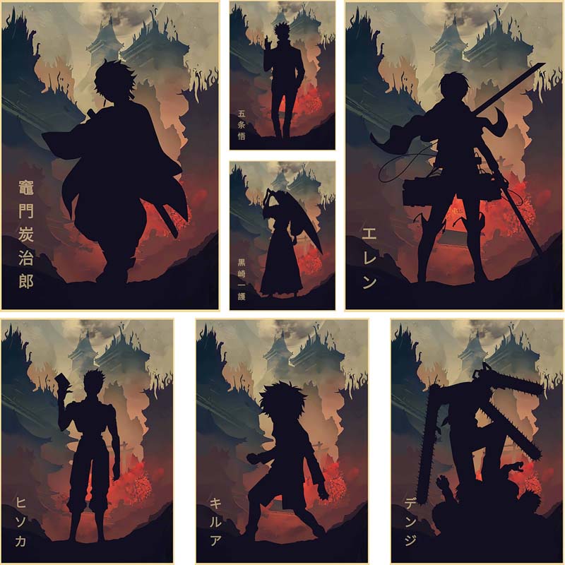 Áp Phích Bộ Sưu Tập Anime Tối Giản Hunter X Hunter/Haikyu!!Poster Giấy Kraft Dán Tường Trang Trí
