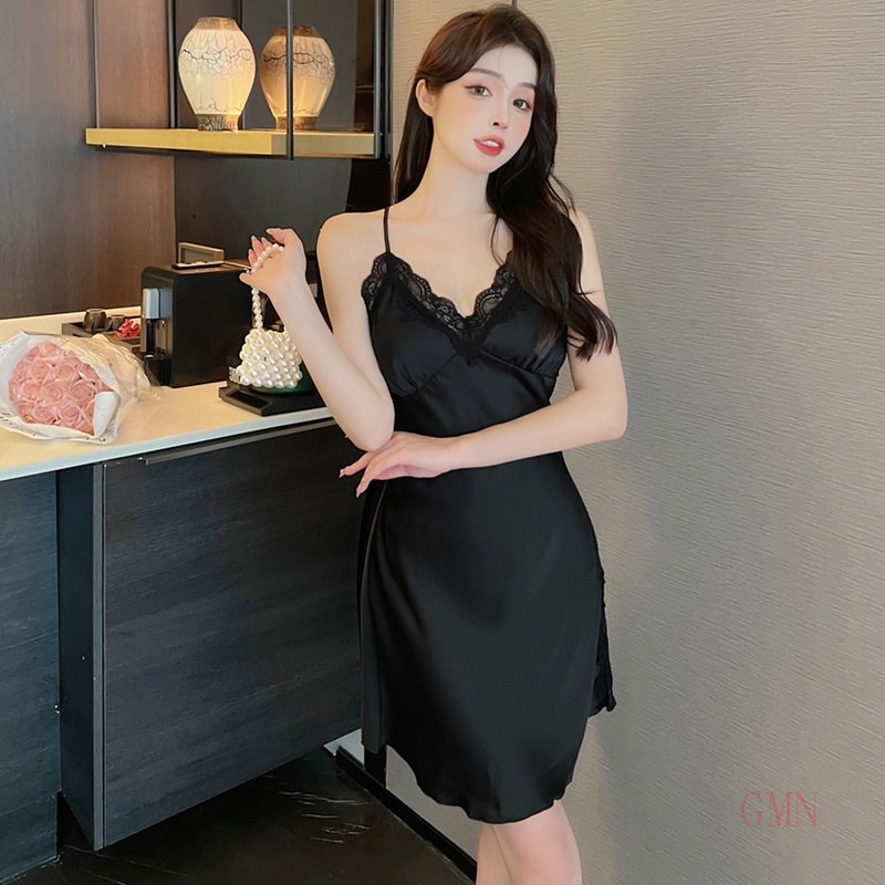 Đầm Ngủ Lụa Phối Ren Dáng Rộng Thiết Kế Quyến Rũ Mẫu Mới Thời Trang Mùa Hè 2022