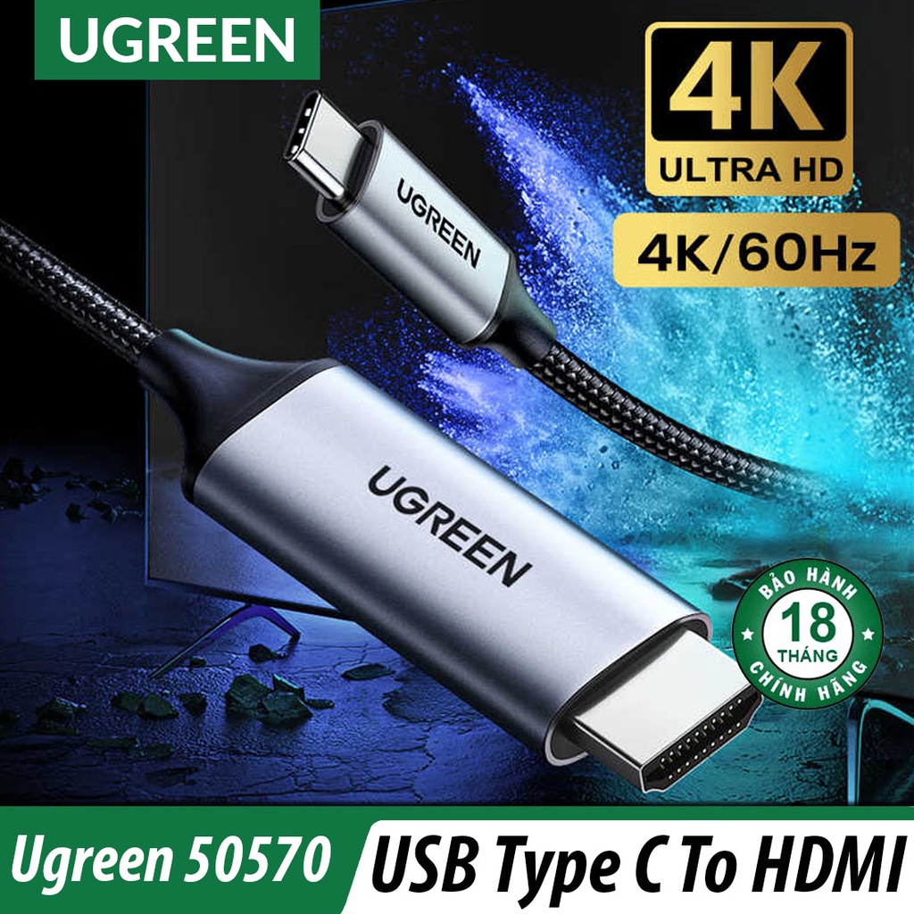 Cáp Type-C ra HDMI Hỗ trợ 4K dài 1.5M Cao Cấp UGreen MM142
