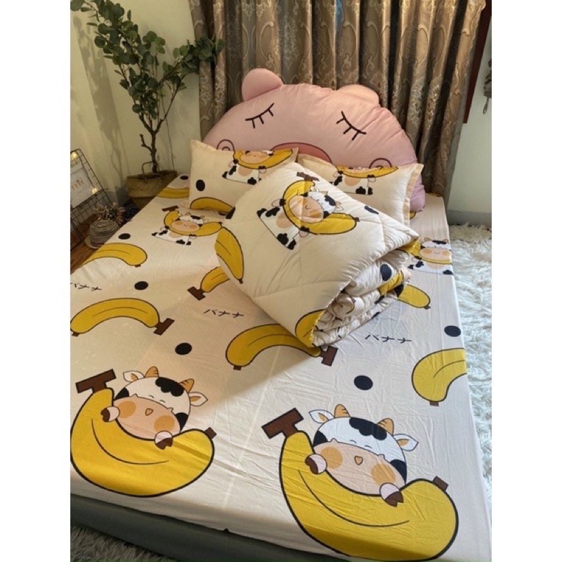 Set Chăn phao 5 món_Polly Cotton_Bò sữa_Doraemon
