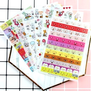 Bộ 6 tấm sticker Thỏ đeo kính đáng iu ~