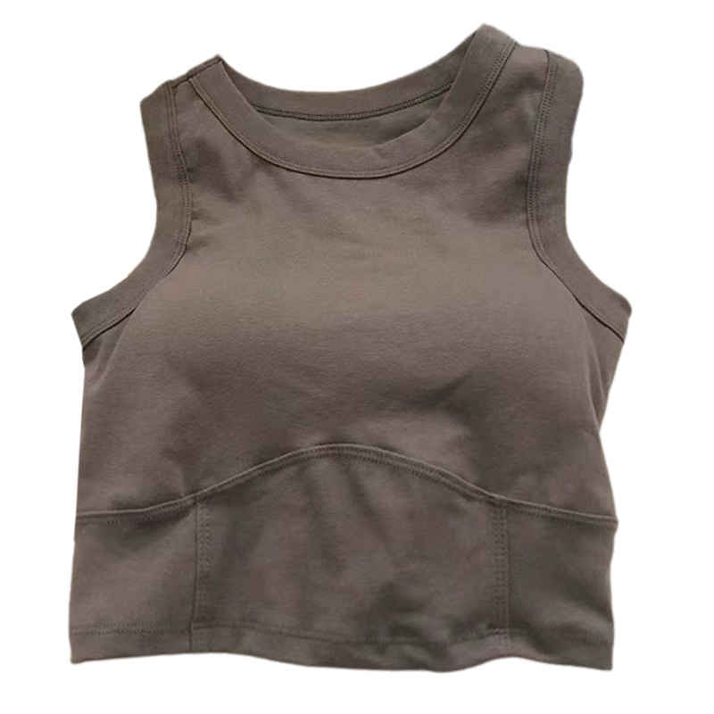 Áo Hai Dây Cổ Tròn Có Mút Đệm Mỏng Màu Trơn Dành Cho Nữ