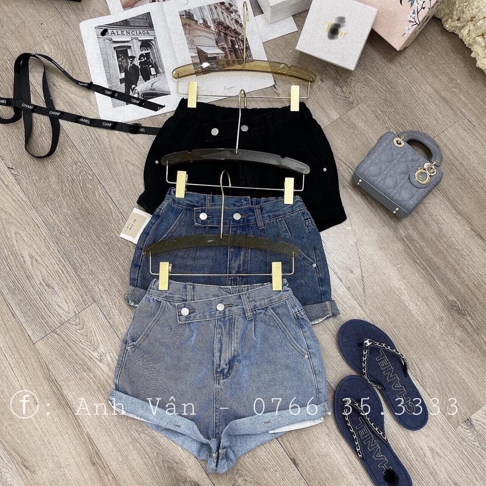 QSN29 - QUẦN SOOC JEAN NỮ VÉN GẤU CẠP KHUY LỆCH 3M