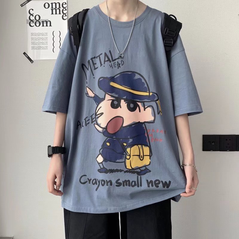 Áo Thun Dáng Rộng In Họa Tiết Hoạt Hình Phong Cách Nhật Bản Thời Trang Mùa Hè Cho Nam