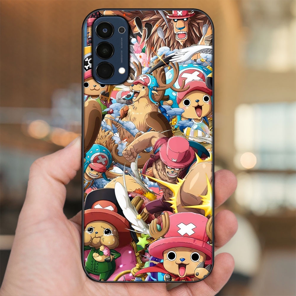 Ốp lưng Oppo Reno 4 viền đen in hình Chopper One Piece Đảo Hải Tặc
