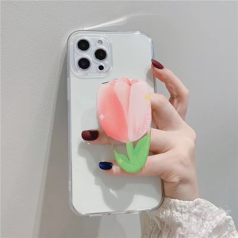 Ốp Điện Thoại TPU Mềm Chống Sốc Có Giá Đỡ Hình Hoa tulip Cho Samsung Note 10 pro 20 ultra S20 S21 FE S21 ultra plus