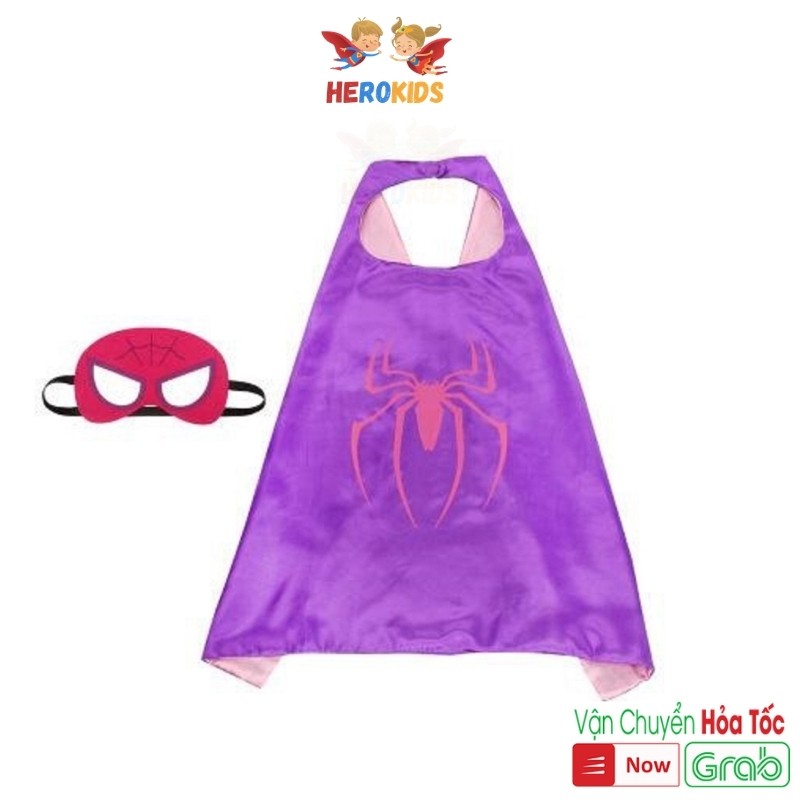 Áo choàng Super man Màu Hồng, Vải Phi Bóng 2 Lớp, Kích Thước 70x70cm (Tặng Mặt nạ)