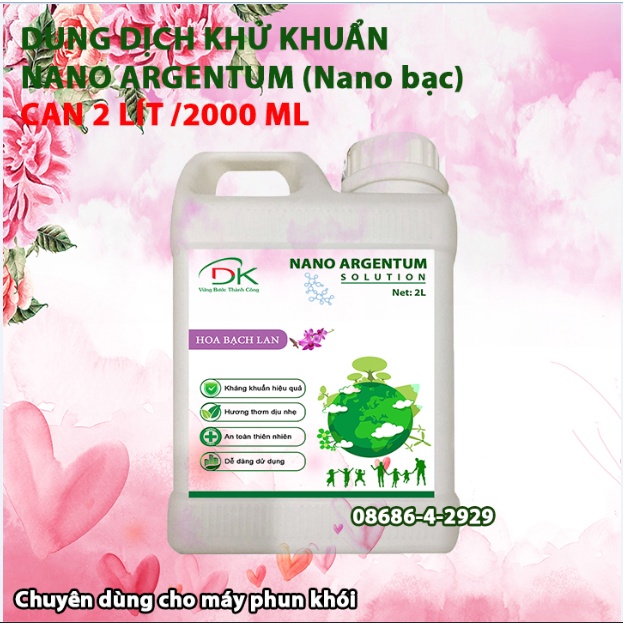 Dung dịch Nano bạc khử khuẩn khử mùi ô tô phòng ở chuyên dụng cho máy xông phun khói chính hãng ARGENTUM - Can 2LL