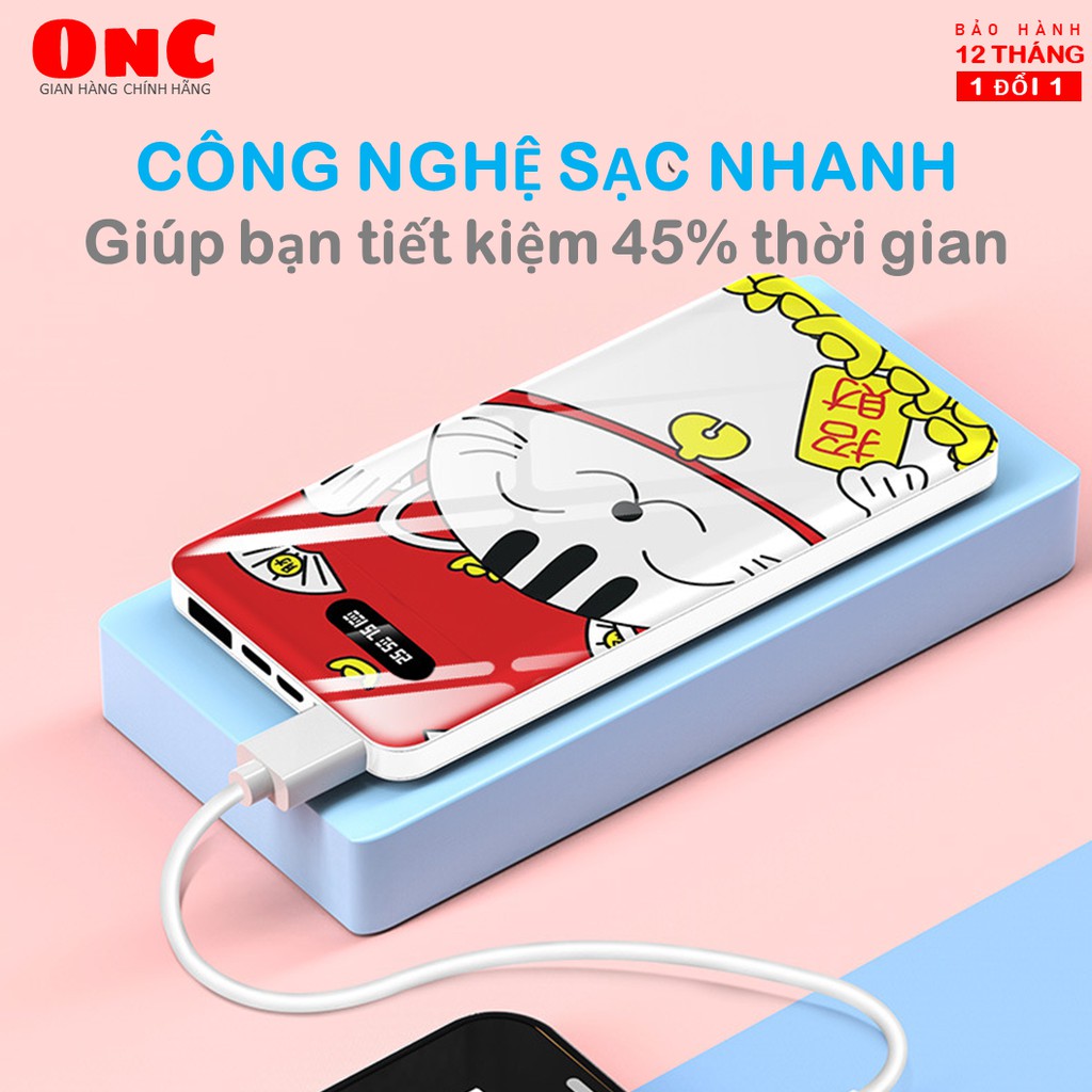 [BẢO HÀNH 12 THÁNG] Sạc dự phòng ONC Simple Slim S 10000mAh, Pin dự phòng sạc nhanh chính hãng