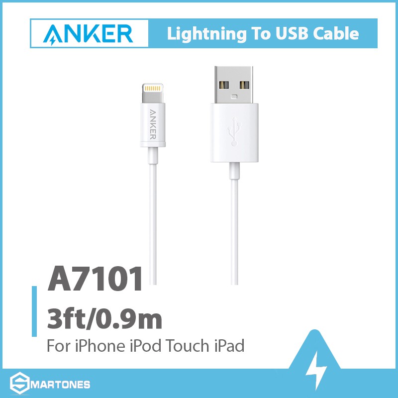 Cáp MFI Lighting Anker A7101 dài 0,9m cho iPhone, iPad
