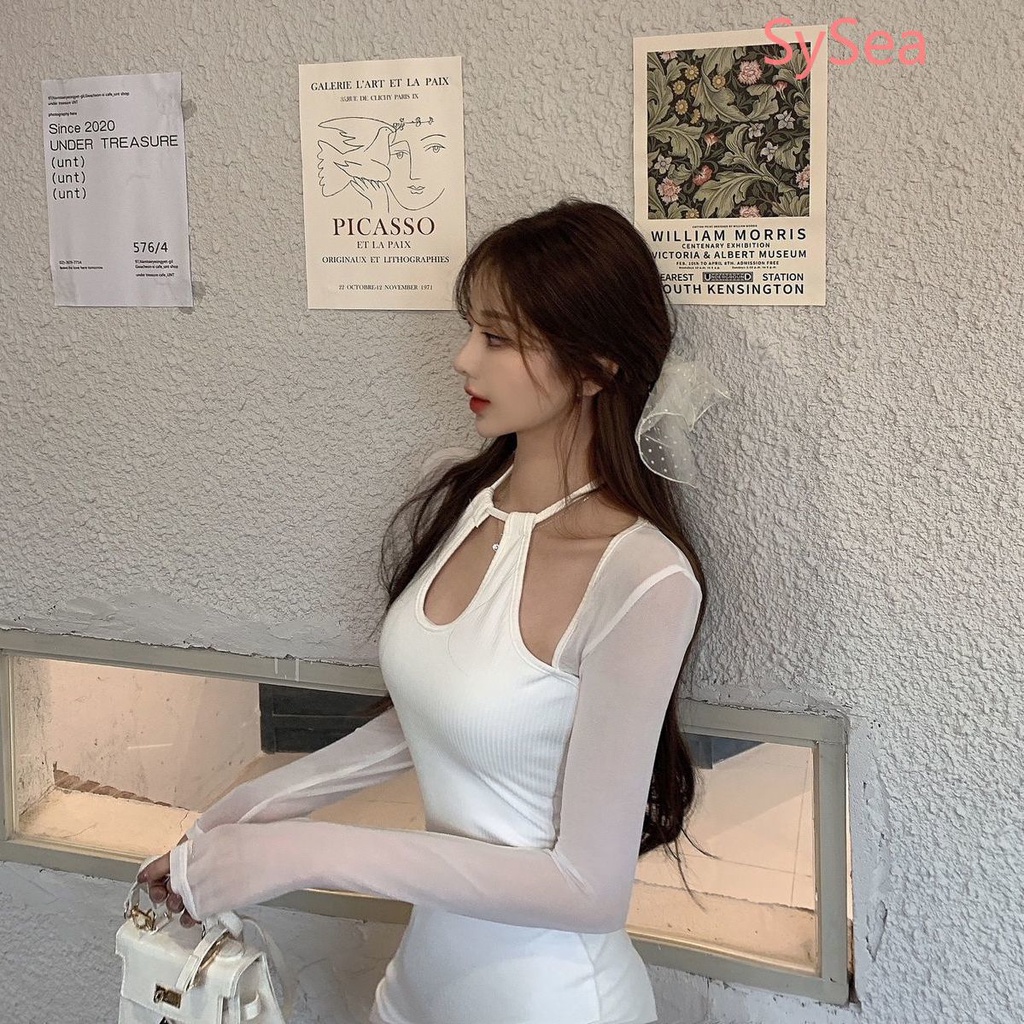 Đầm Tay Dài Phối Lưới Thiết Kế Xẻ Tà Thời Trang Mùa Thu Quyến Rũ Cho Nữ