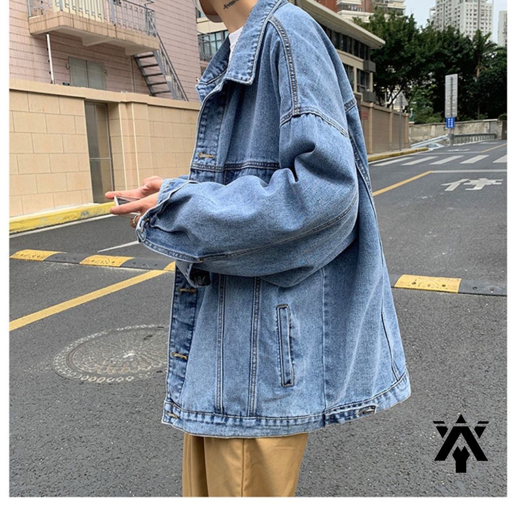 Áo Khoác Jean Nam Anyoung Áo Khoác Nam Chất Jean Bò Form Rộng Dáng Unisex Chuẩn Form Hàn Quốc Không Phai Màu  Ab01