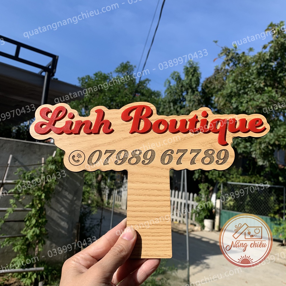 Bảng gỗ handmade cầm tay xinh xắn - Đạo cụ giúp chị em bán hàng - Thiết kế và khắc tên shop theo yêu cầu