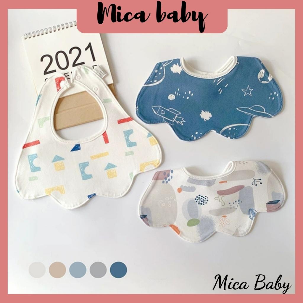 Set 3 yếm cổ cho bé ăn dặm hình dẻ quạt chất cotton Mica baby YC07
