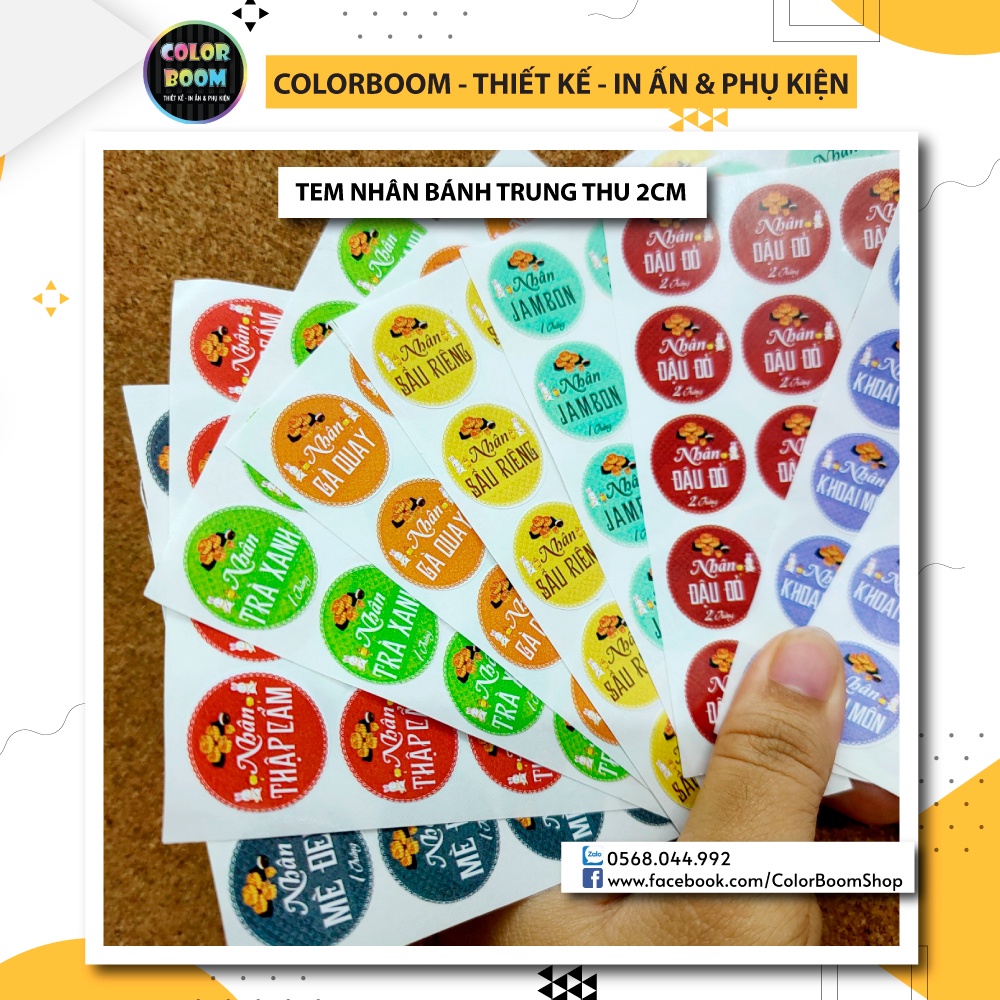 20 Tem decal dán - Nhân Bánh Trung Thu đường kính 2cm