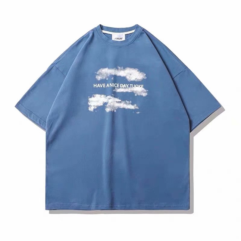 Áo thun tay ngắn in họa tiết đám mây phong cách hip hop có 3 màu tùy chọn cho size M-8Xl 150Kg