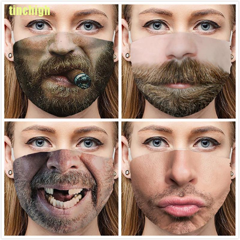 Khẩu Trang Chống Gió In Họa Tiết 3D Có Thể Điều Chỉnh Cho Nam Và Nữ