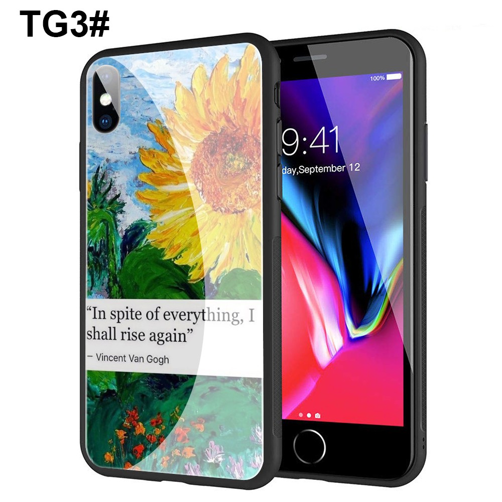 Ốp điện thoại kính cường lực họa tiết tranh Van Gogh Đêm đầy sao cho iPhone Xr Xs Max 7 8 6s 6 Plus 7+ 8+ 5 5s SE 2020