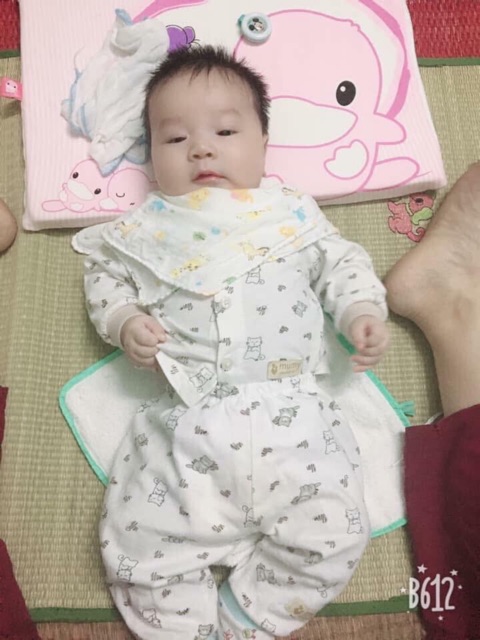 Bộ quần áo MUMY dài tay 100% cotton CÓ ĐÁP ĐŨNG