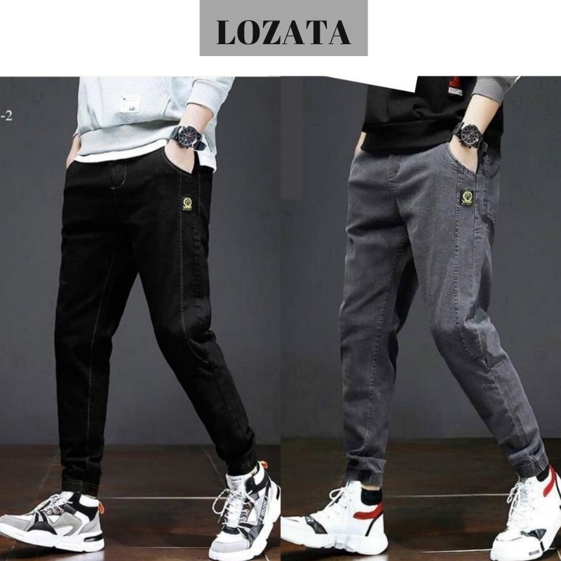 Quần jean jogger nam màu đen trơn không rách chất bò cao cấp co dãn 4 chiều quần rin nam đẹp LOZATA NL72