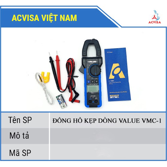 Đồng hồ kẹp dòng - Ampe kìm cao cấp hãng Value Model: VMC-1