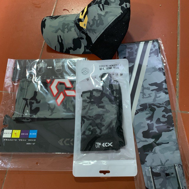 Combo mũ -găng tay -ống tay - khăn bịt tông xuyệt tông cho a e đi câu hàng  hót