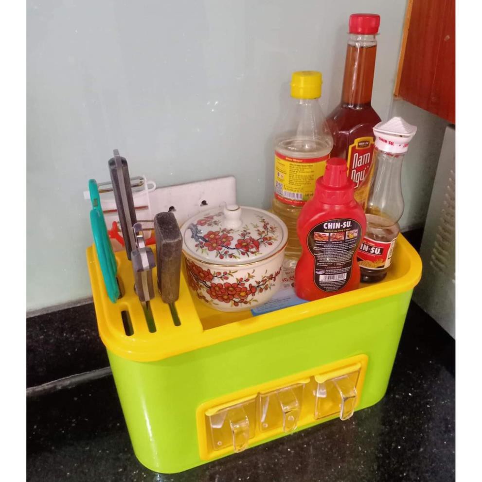 Kệ gia vị nhà bếp 3 cốc có nắp đậy chống ẩm hàng Việt Nam | BigBuy360 - bigbuy360.vn