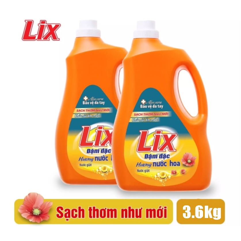 [Combo] 2 chai nước giặt Lix Đậm đặc hương nước hoa 3.6kg