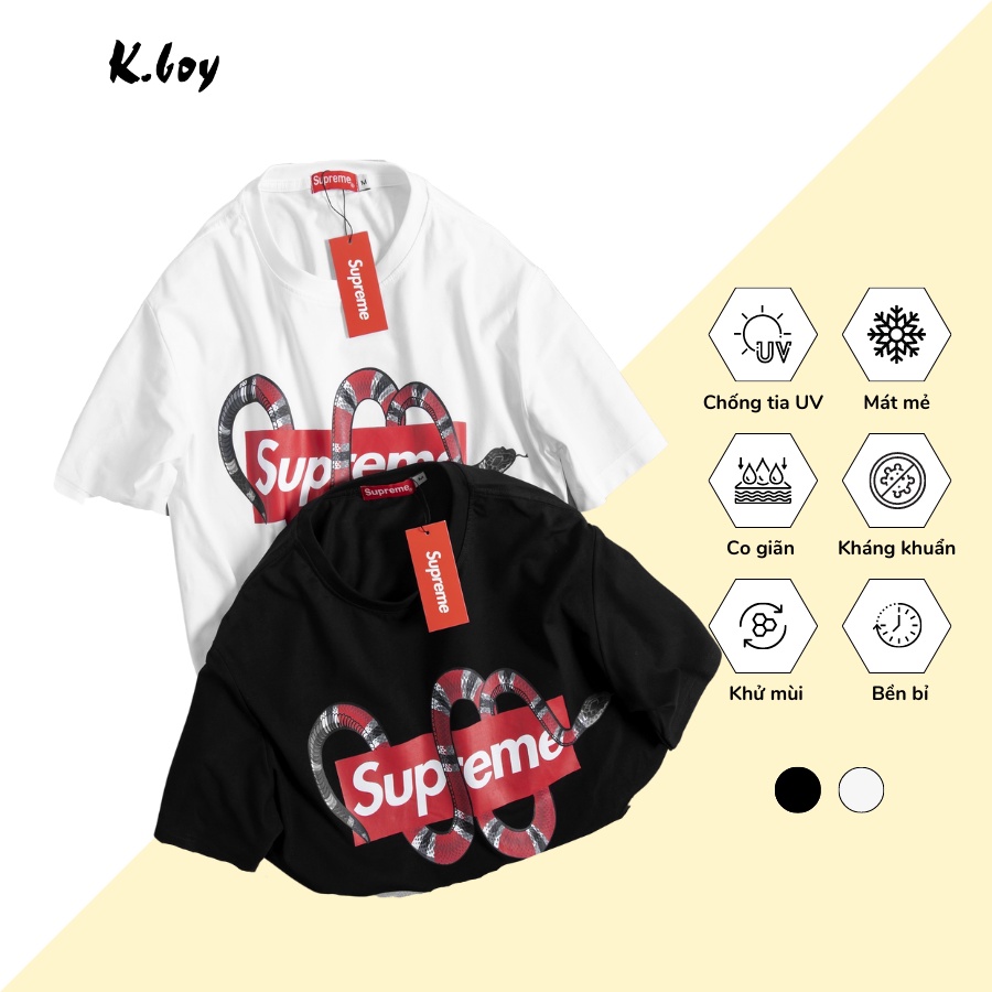 Áo Thun Nam Cổ Tròn Kboy Shop Áo phông nam tay ngắn dáng suông 100% Cotton 2 màu Trắng Đen phong cách ulzzang - V96