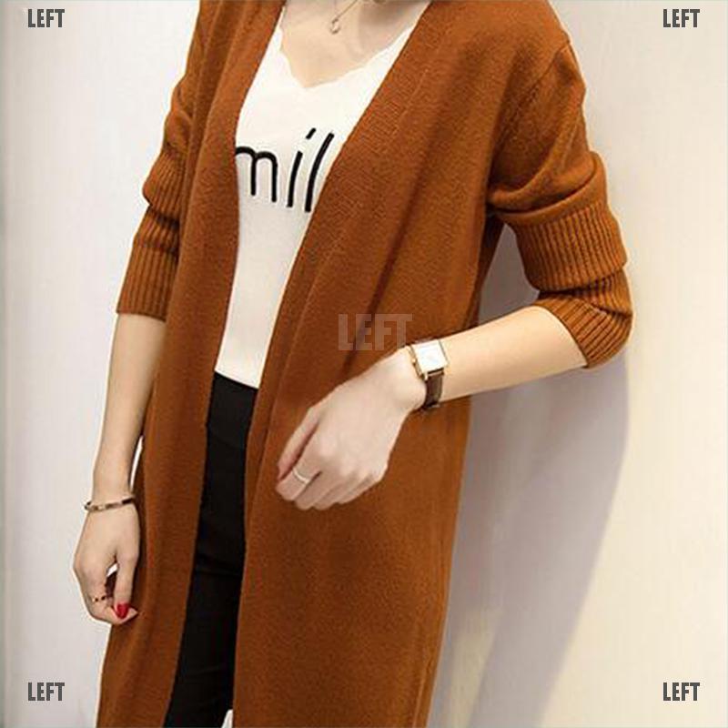Áo khoác cardigan mỏng dáng dài rộng màu trơn thời trang dành cho nữ