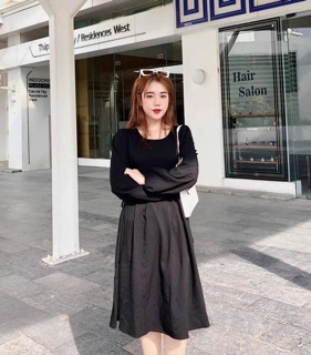 [Ảnh thât] Váy Babydoll dài tay thắt eo