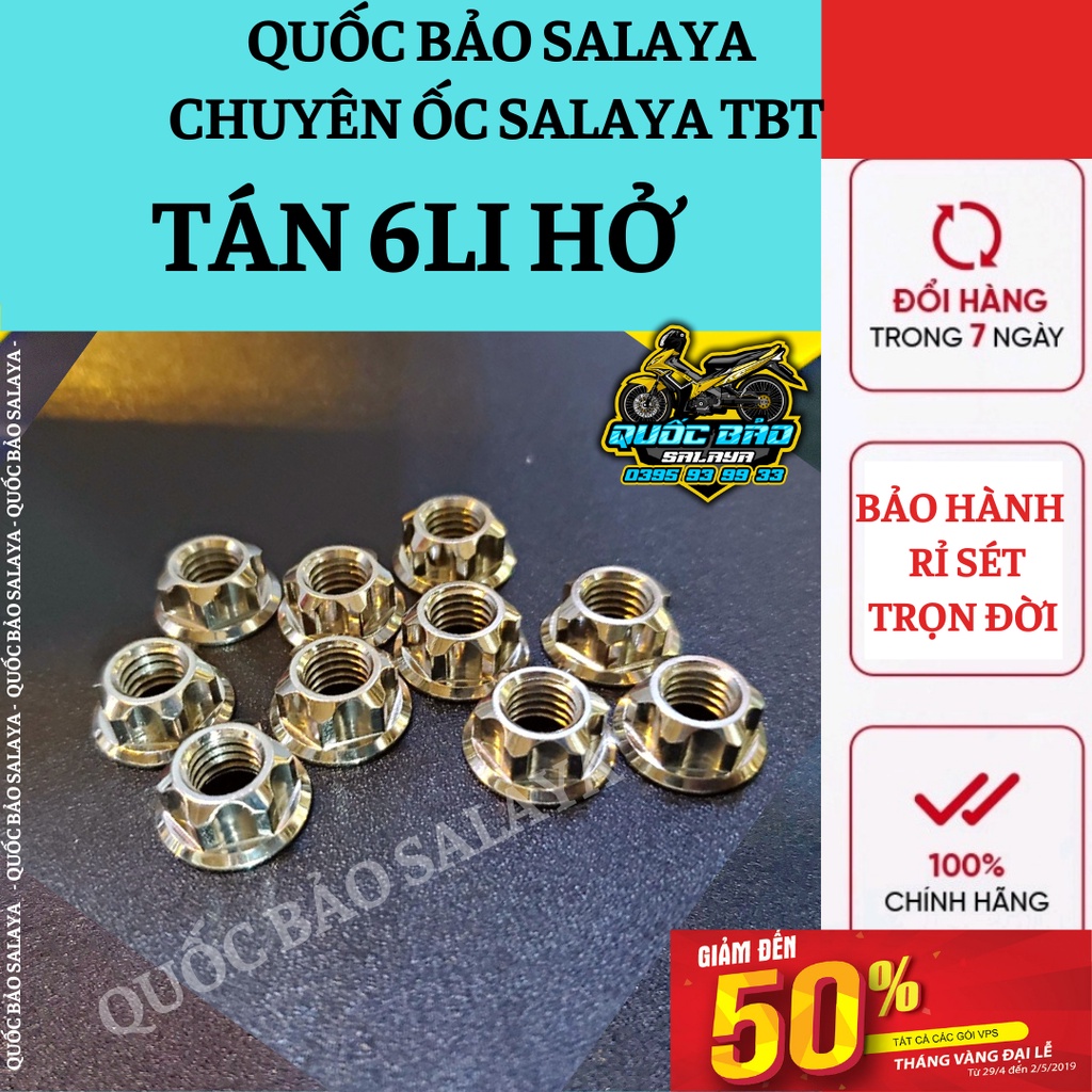 SALAYA TBT Tán 6 li đầu hở inox 304 lắp tăng sên, cổ pô, đĩa zx và nhiều vị trí trên xe