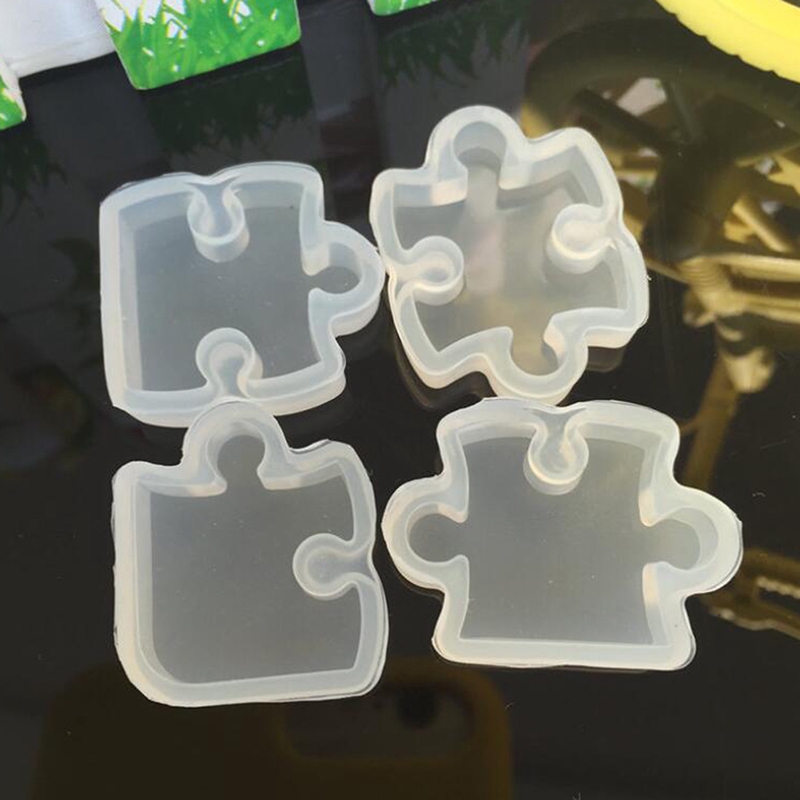 Set 4 Khuôn Silicone Làm Mặt Dây Chuyền Hình Mảnh Ghép Độc Đáo