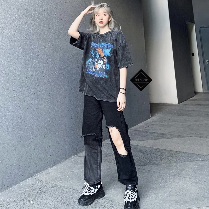 Áo phông Snoop Dogg vải wash