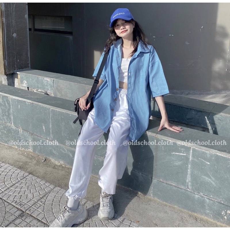 Áo Sơ Mi Vintage Jean Túi Ngực Form Rộng - Có Video Shop Quay - Titto Closet
