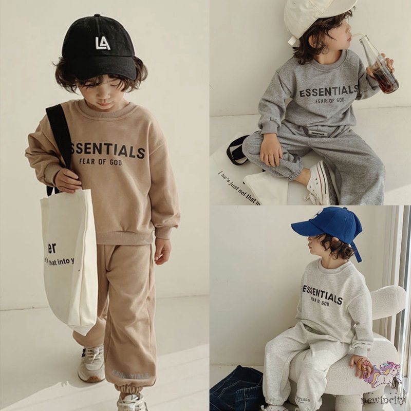 Bộ Áo Hoodie In Chữ + Quần Dài Thời Trang Hàn Quốc Cho Bé