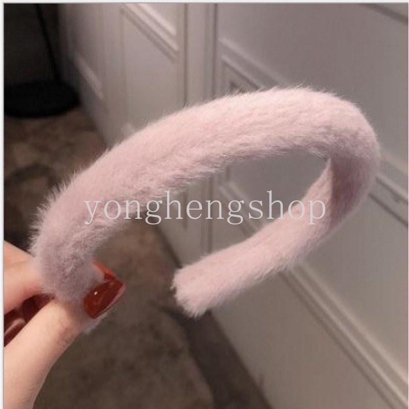 Băng Đô Cài Tóc Phủ Lông Mềm Mại Màu Kẹo Đơn Giản Thời Trang Dễ Thương Cho Nữ