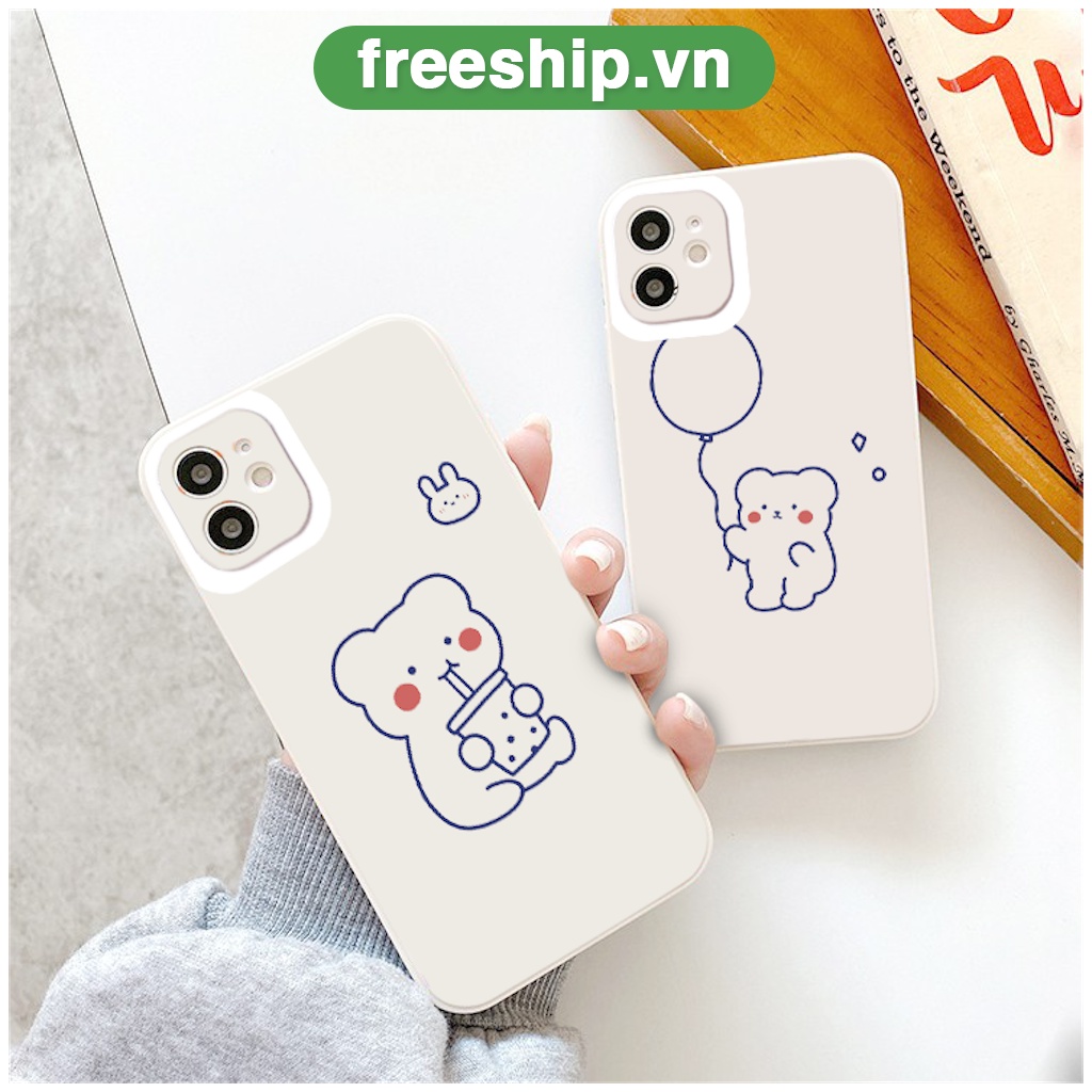 Ốp lưng iphone viền vuông bảo vệ camera Bear trà sữa ốp iphonex/xr/xs/xsmax/6/6s/7/8/plus/se2020/11/12/pro/promax