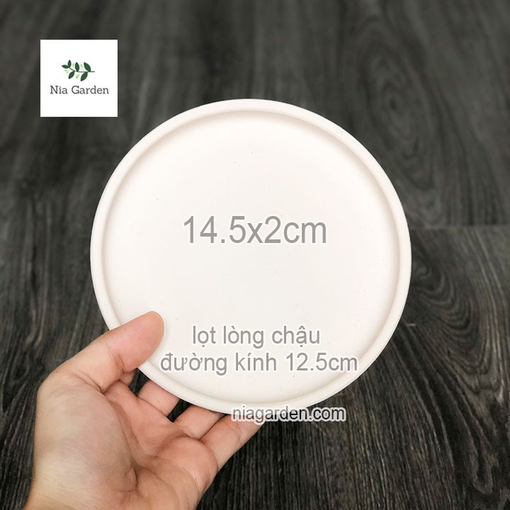 Dĩa lót đất nung trắng tròn 14.5cm