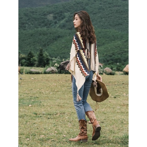 Khăn choàng len boho cá tính