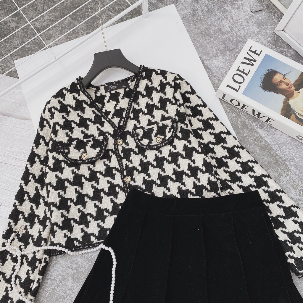ÁO DẠ TWEED, ÁO KHOÁC DẠ NỮ THIẾT KẾ HỌA TIẾT RICZAC | BigBuy360 - bigbuy360.vn