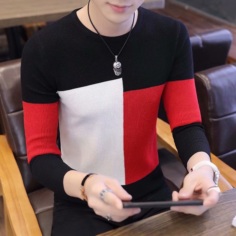Áo Sweater Mỏng Cổ Tròn Dáng Ôm Phong Cách Hàn Quốc Trẻ Trung Cho Nam